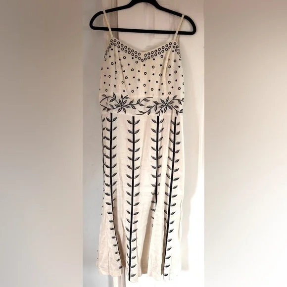 Cream and White Spaghetti Strap Sundress for Wedding Guest - Picture 2 of 13